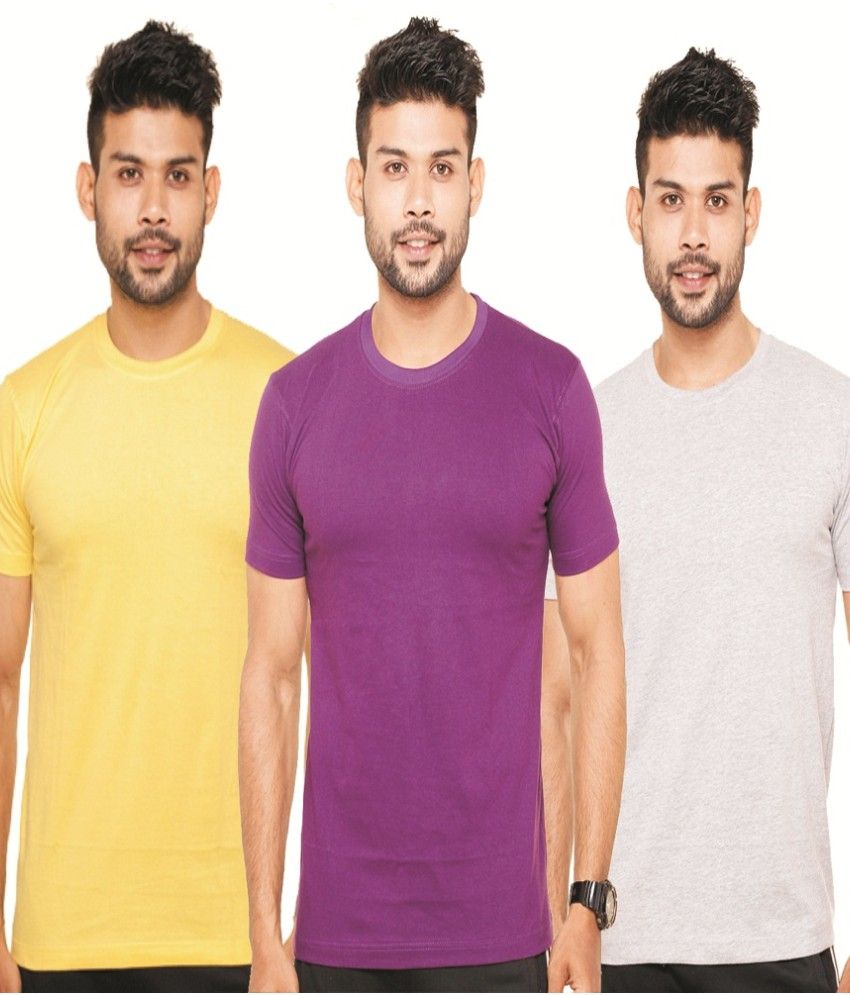     			Fleximaa Combo of Multicoloured Cotton T-shirts pack of 3