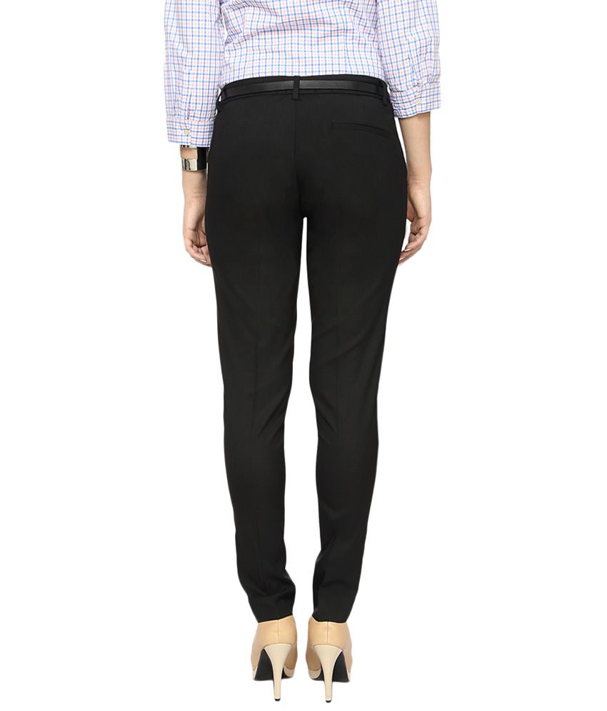 Buy Annabelle by Pantaloons Black Solid Formal Trousers Online at Best ...