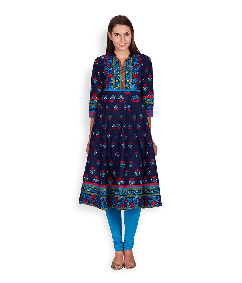 vishudh navy blue anarkali kurta