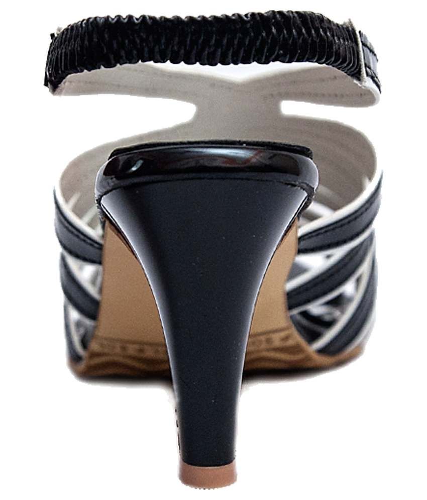 black cone heel sandals
