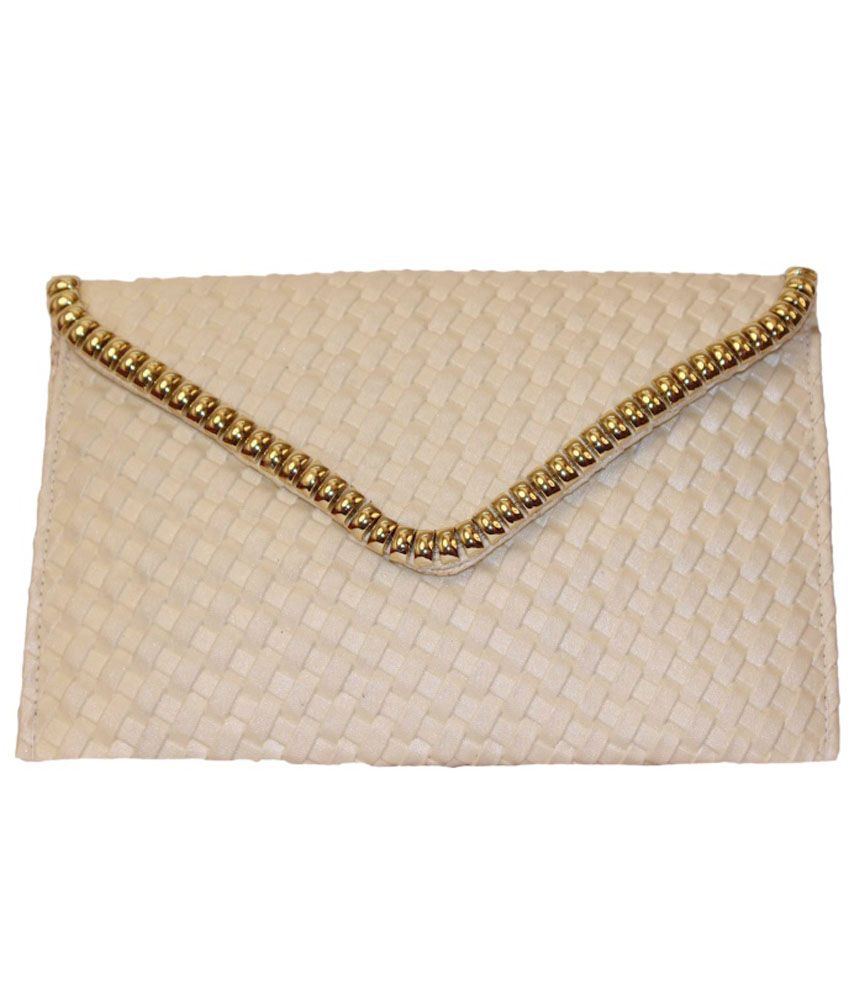 white leather clutch handbag