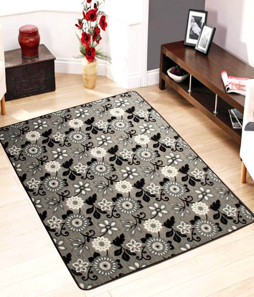     			Saral Home Gray Multi Purpose Cotton Jacquard Carpet 120x180 cm 4x6 Ft.