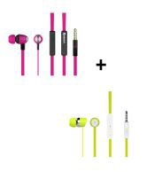 Candytech Hf-s-30-vc-pink + Hf-s-20-green In Ear Wired Earphones With Mic Pink