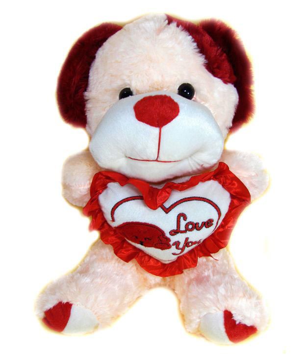     			Tickles I Love Heart Standing Dog Stuffed Soft Plush Animal Toy for Kids (Size: 33 cm Color: Peach)
