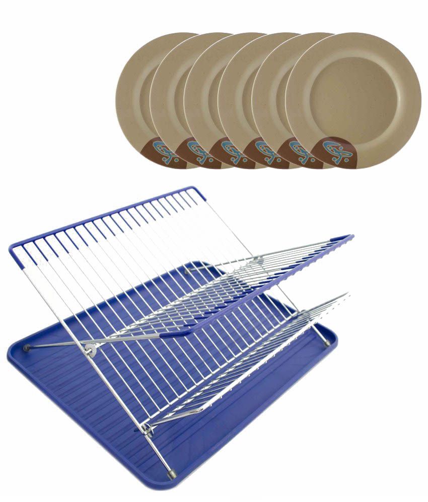 Buy Siso Blue Stainless Steel Plate Stand With 6 Plates Online at Low