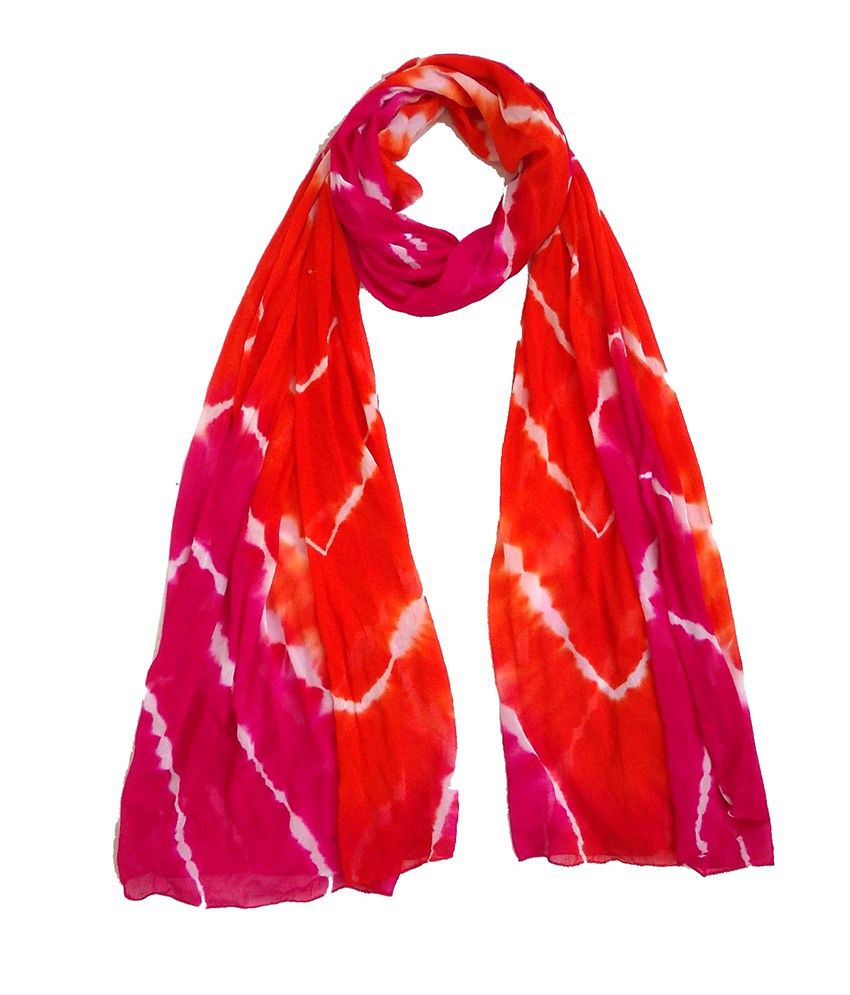 Craftshub Exclusive Tie Dye Red & Pink Semi-Chiffon Dupatta Price in ...
