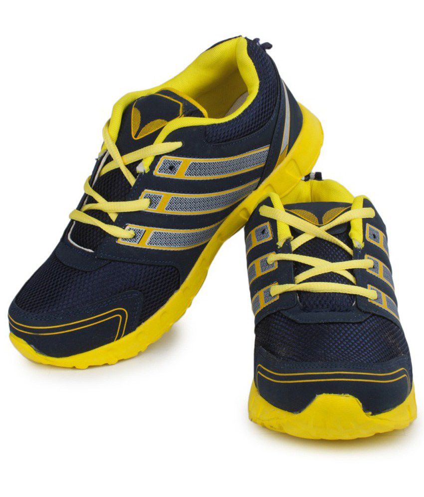 11e Navy Blue And Yellow Sports Shoes Buy 11e Navy Blue