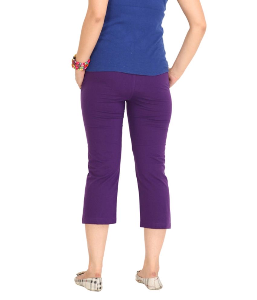 Buy Colors & Blends Purple Cotton Capris Online at Best Prices in India ...