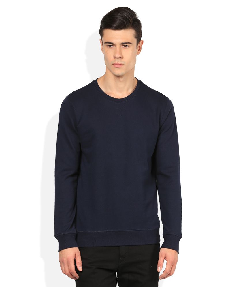 Giordano Navy Blue Solid Sweatshirt - Buy Giordano Navy Blue Solid ...