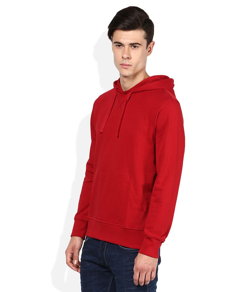 Giordano Red Solid Hooded Sweatshirt - Buy Giordano Red Solid Hooded ...