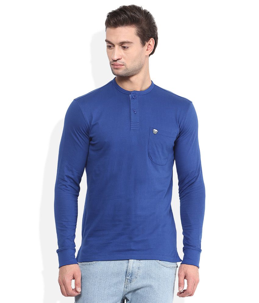 John Players Blue Henley Neck T Shirt - Buy John Players Blue Henley ...