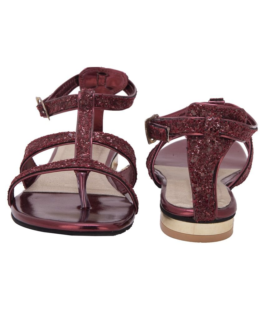 Trotters Maroon Flat Sandals Price in India- Buy Trotters Maroon Flat ...