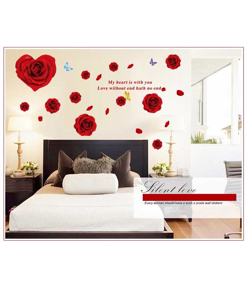 Oren Empower Red Rose Wall Sticker For Home Decoration Buy Oren