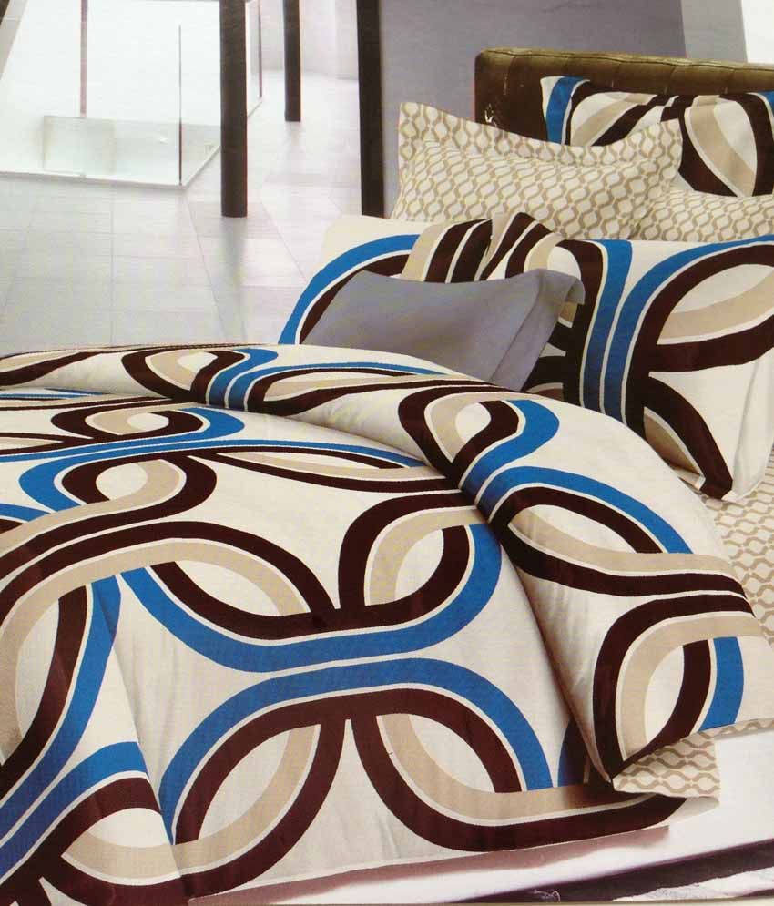 Tima Multicolor Poly Cotton Double Bedsheet with 2 Pillow Cover Buy
