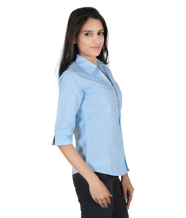 sky blue formal shirt for ladies