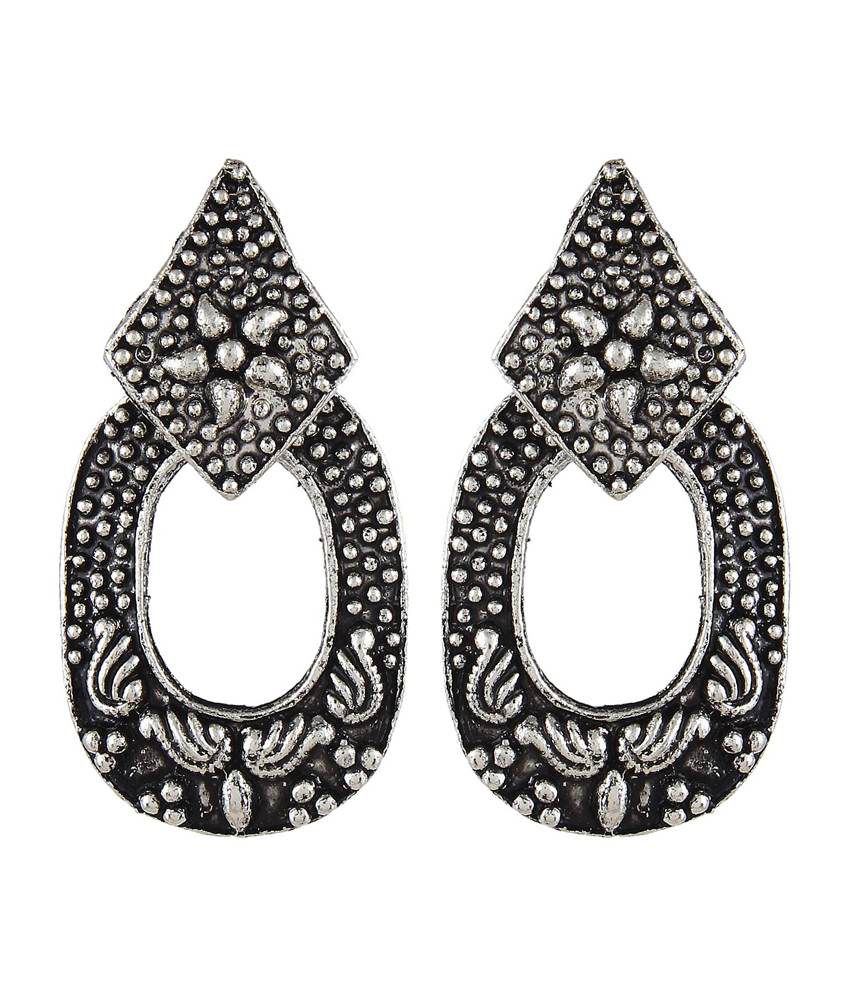Black Silver Plated Drop Earring Buy Black Silver Plated Drop Earring Online At Best Prices In 
