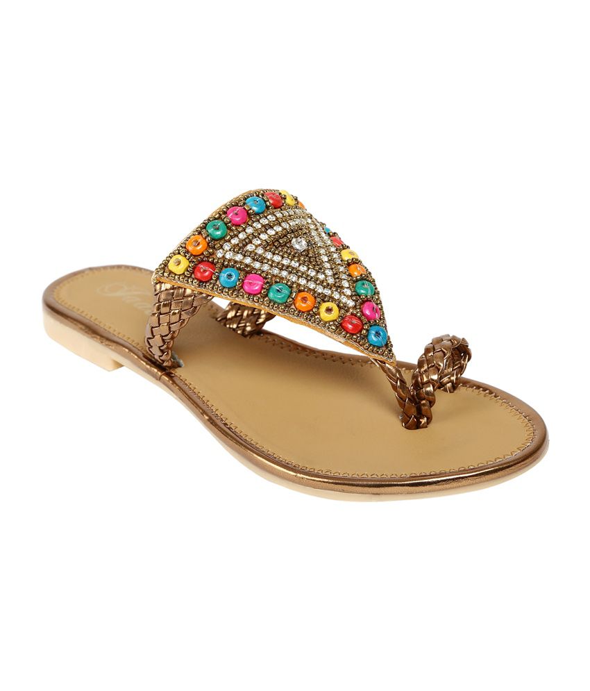 Jade Multicolour Faux Leather Flat Slip-On Sandal Price in India- Buy ...