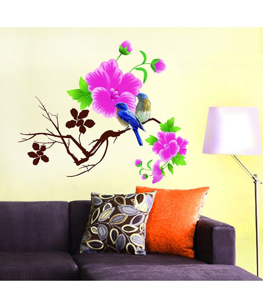 StickersKart Living Room Design Blue Birds With Pink ...