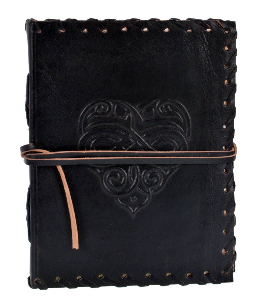     			Craft Play Handicraft Leather With Heart Embossing Regular Diary Hand Sewn (Black)