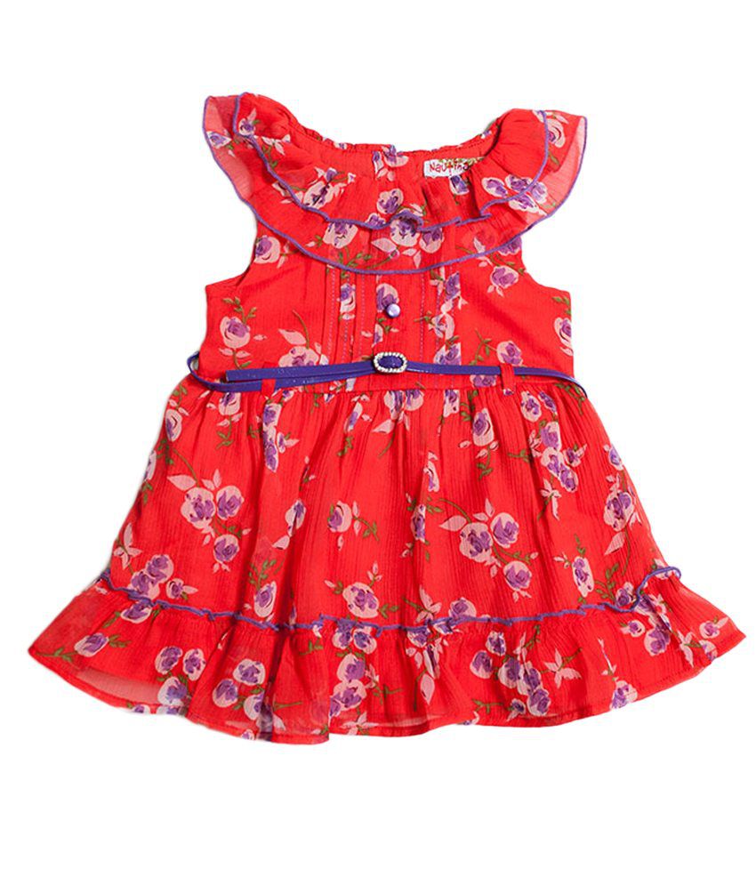 Nauti Nati Faux georgette Printed Red Dress For Kids - Buy Nauti Nati ...