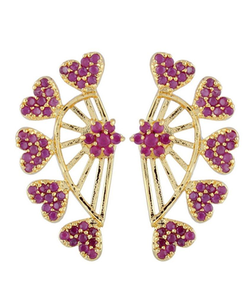 Parijaat Multicolour Style Diva American Diamond Ear Cuffs Pack Of 2