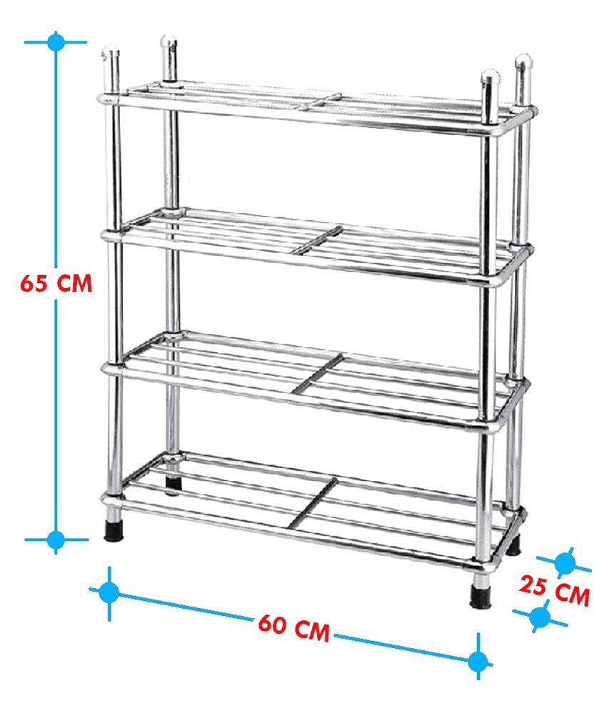 E Traders Sr T3 Silver Stainless Steel Shoe Rack E Traders Sr T3 Silver Stainless Steel Shoe Rack