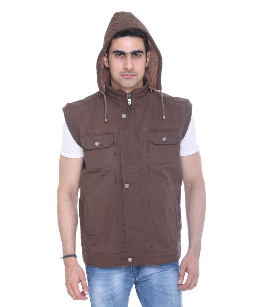 Colors & Blends Brown Sleeveless Cotton Casual Jacket - Buy Colors ...
