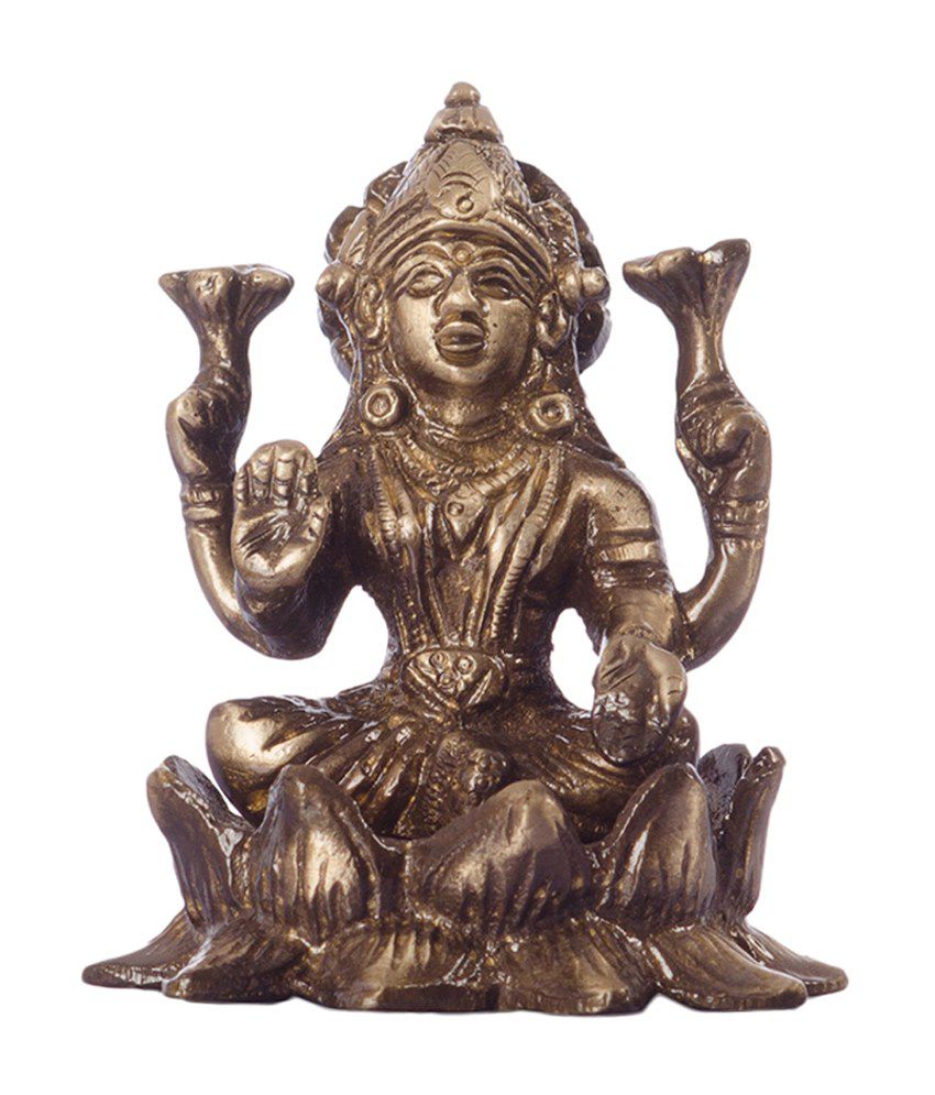     			eCraftIndia Golden Goddess Laxmi on Lotus