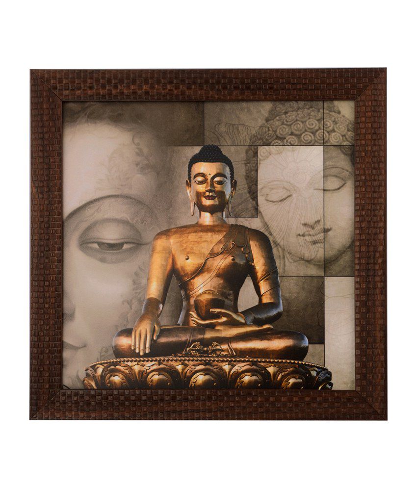     			eCraftIndia Meditating Buddha with Satin Matt Texture and Framed UV Art Print