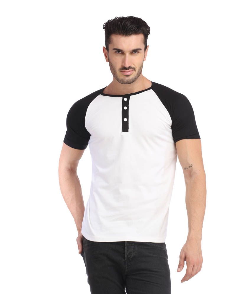 Leana White Black Half Henley Men Tshirt Buy Leana White Black Half Henley Men Tshirt Online At Low Price Snapdeal Com