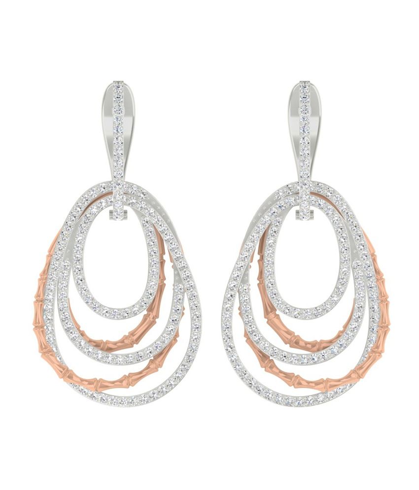 Tbz The Original 18kt White And Rose Gold Evening Wear Designer Tbz The Original 18kt White And Rose Gold Evening Wear Designer Earrings With 0 85cts