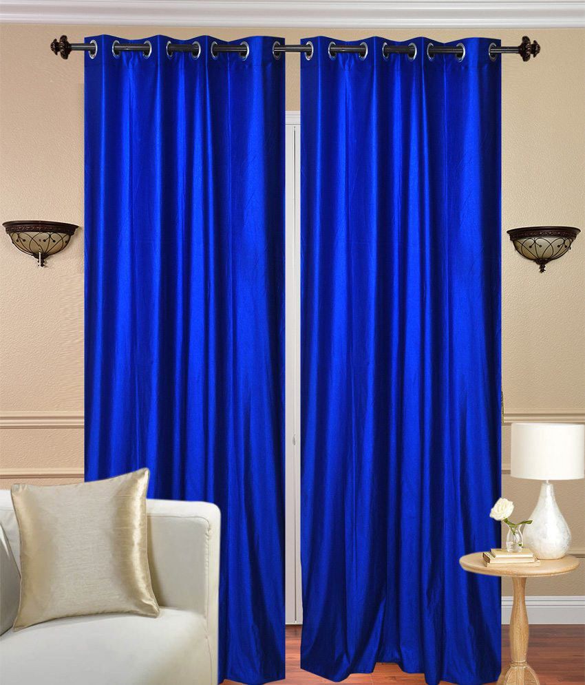     			Tanishka Fabs Solid Semi-Transparent Eyelet Curtain 7 ft ( Pack of 4 ) - Blue