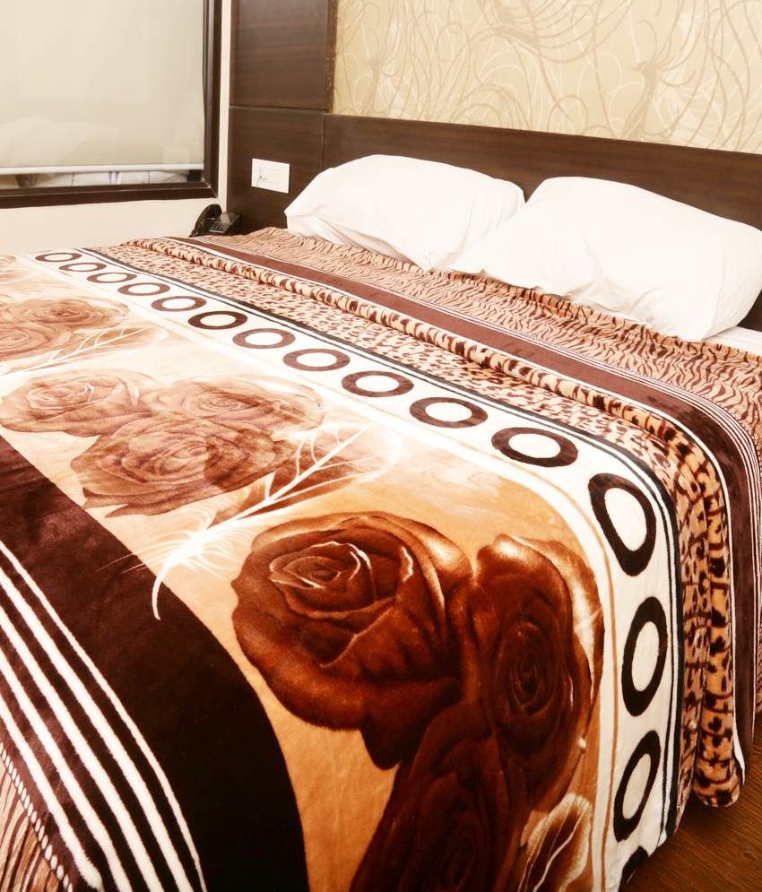 Tima Brown Polyester Floral Blanket Buy Tima Brown Polyester Floral