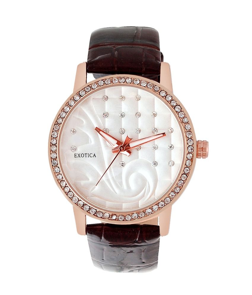 Exotica Fashions Brown Leather Analog Watch