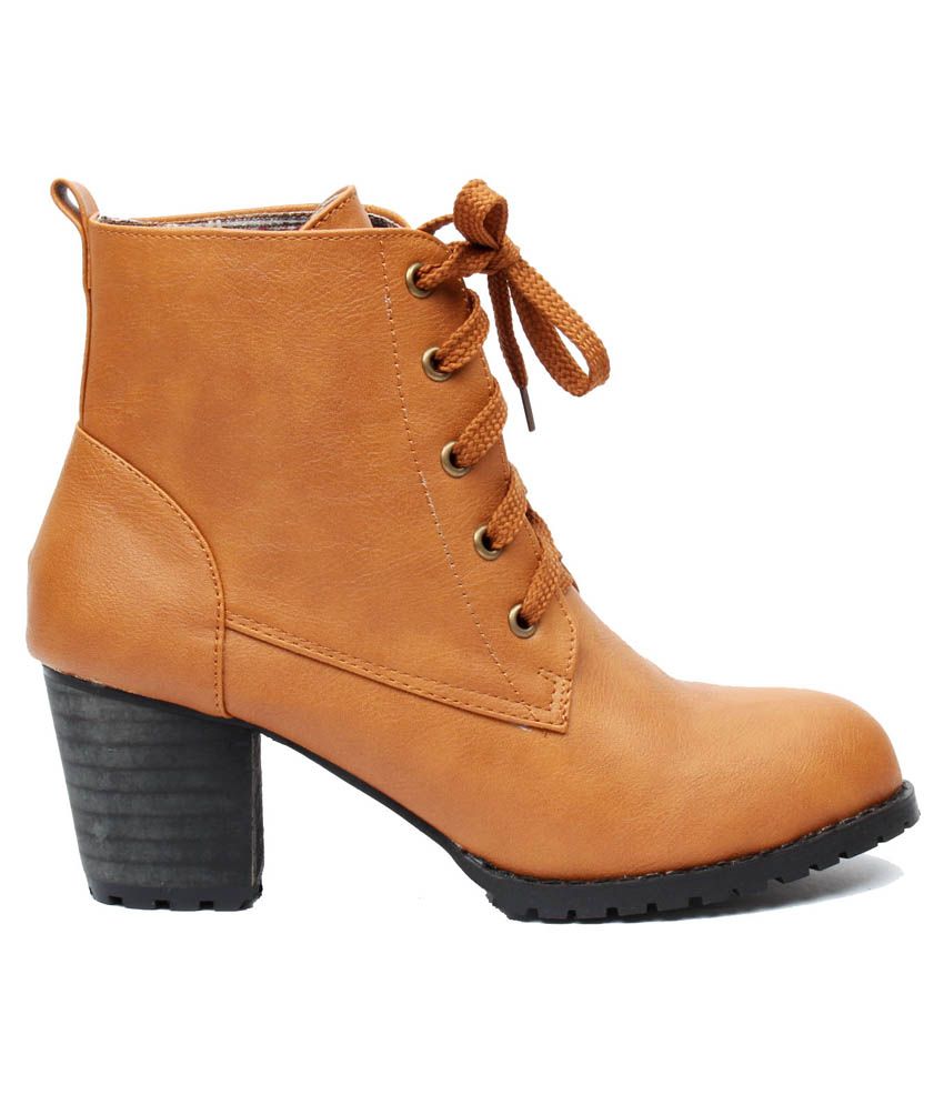 tan block heel boot