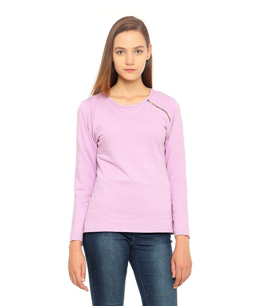 Vvoguish Purple Fleece Non Hooded Sweatshirt