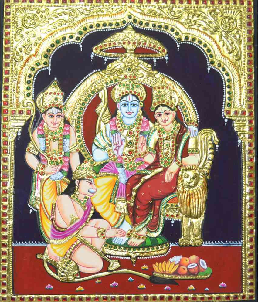 Sri Tanjore Arts Rama Pattabhishekam Painting: Buy Sri ...