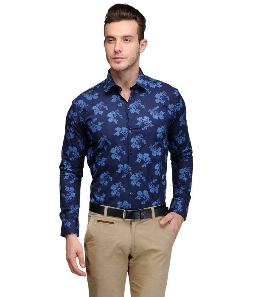 blue printed shirt combination pant