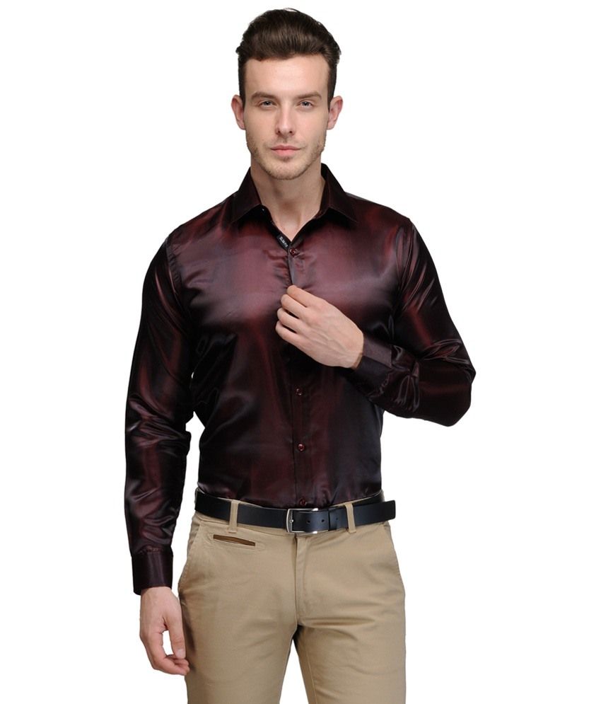 maroon color party wear shirt