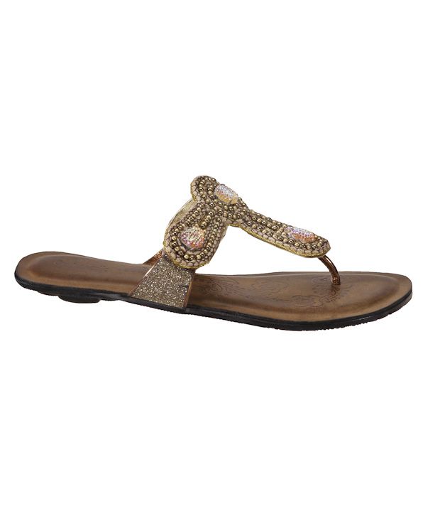 Catwalk Gleaming Bronze Slippers Price in India- Buy Catwalk Gleaming ...
