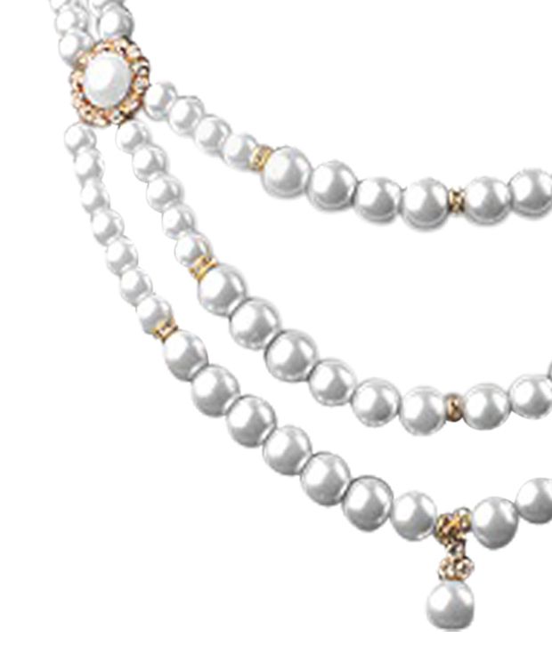 Oleva Pearl String Necklace Set With Triple Pearl String Watch - Buy ...