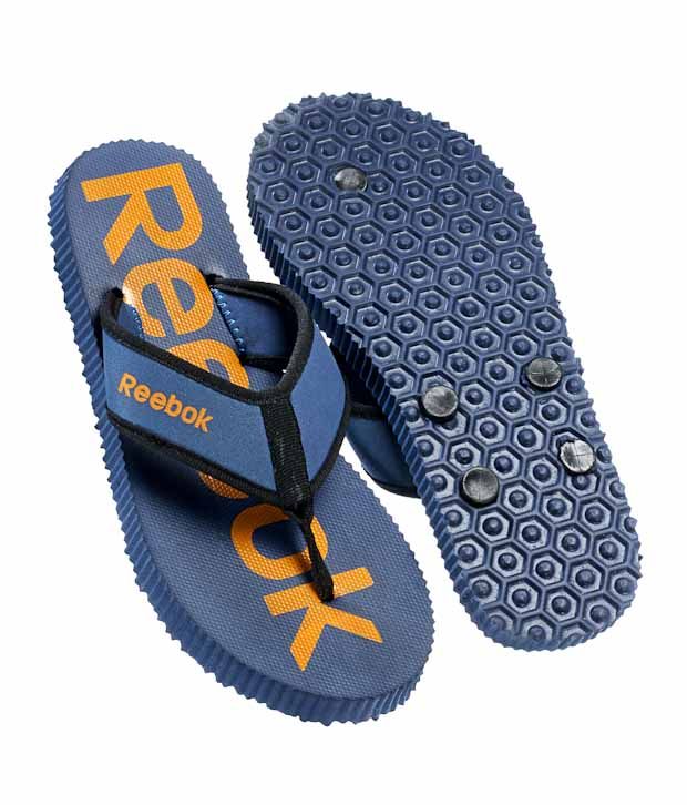 reebok slippers blue