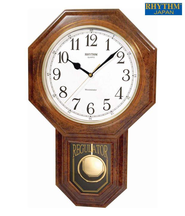 Rhythm Brown & White Pendulum Wall Clock Buy Rhythm Brown & White