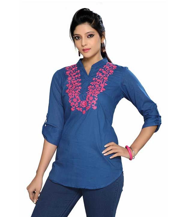 royal blue blue kurti combination