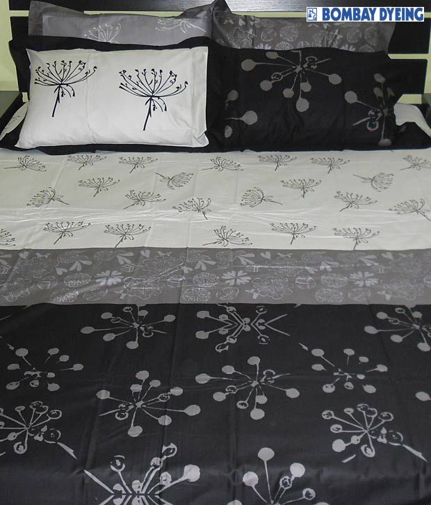 Bombay Dyeing Black & White Bed Sheet Buy Bombay Dyeing Black & White