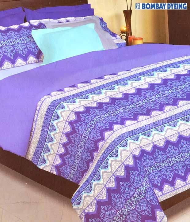 Bombay Dyeing White & Purple Bed Sheet Buy Bombay Dyeing White