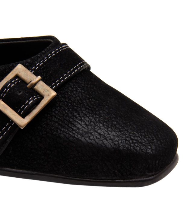 black leather belly shoes