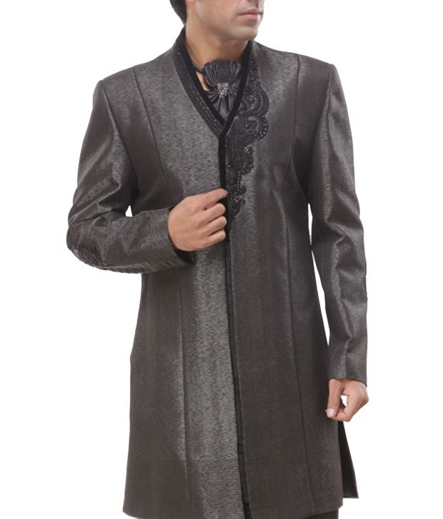 grey indo western gown