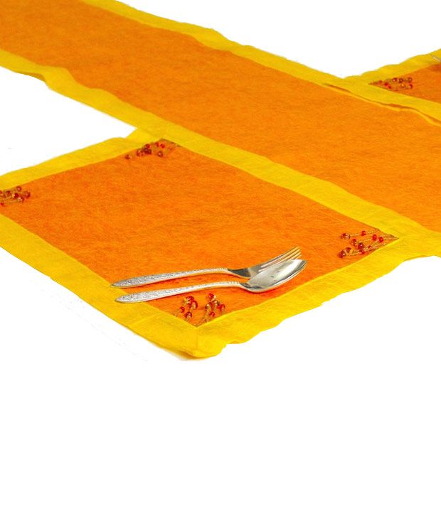 Dekor World Orange Table Runner With Place Mats 3 Pieces Buy Dekor
