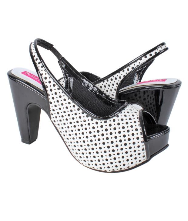 black and white block heel sandals